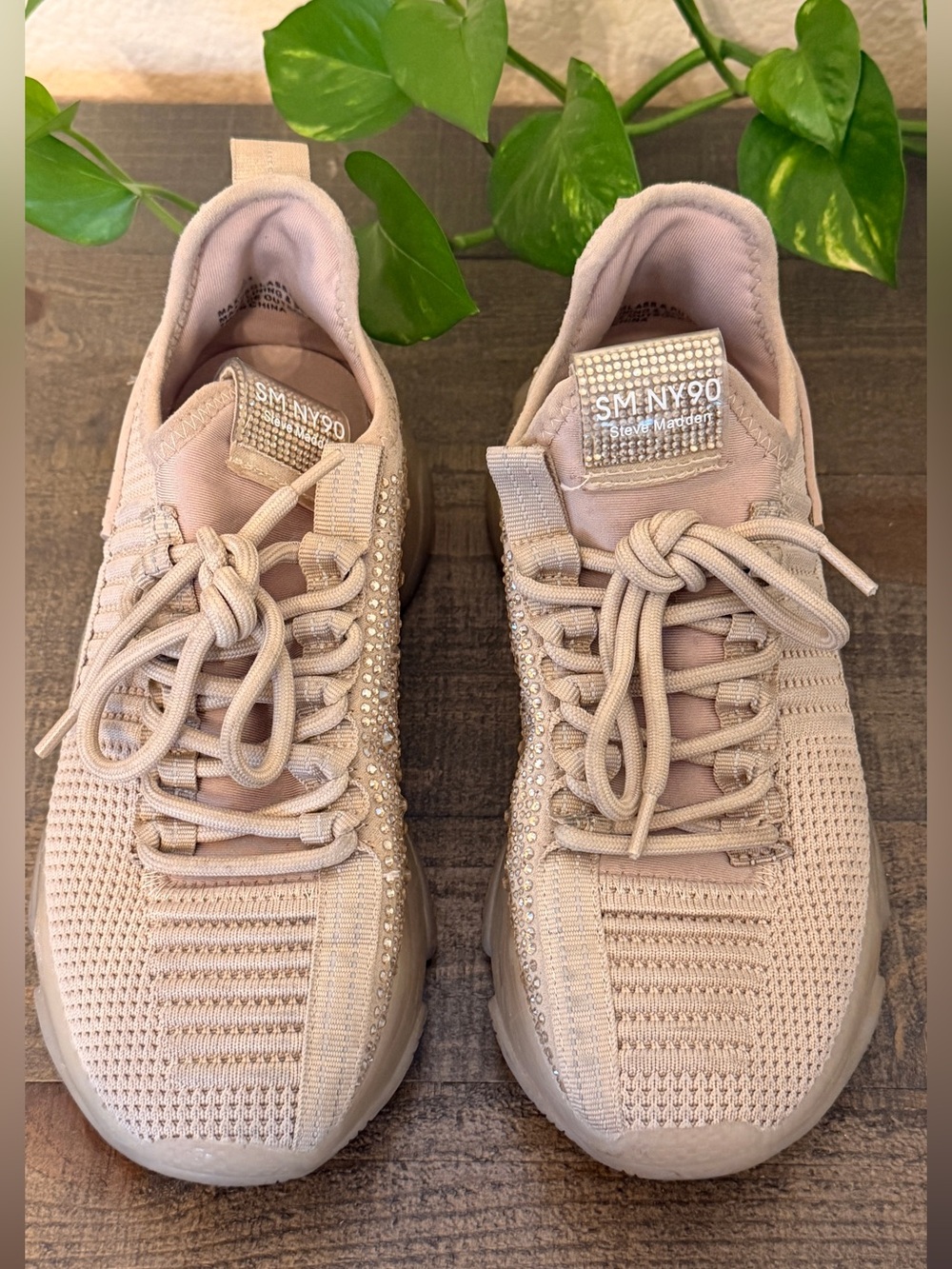 Steve Madden Women's Blush Crystal Knit Sneakers
